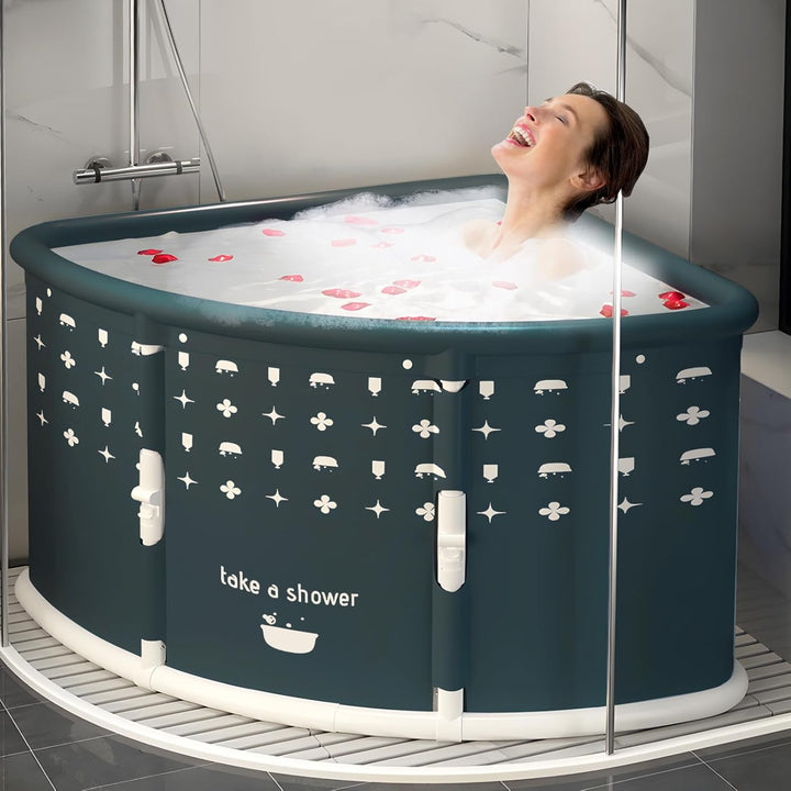 Space sparende Faltbadewanne für Erwachsene-fächerförmige, 70 cm x 70 cm x 55 cm, verdicktes PVC-Mat