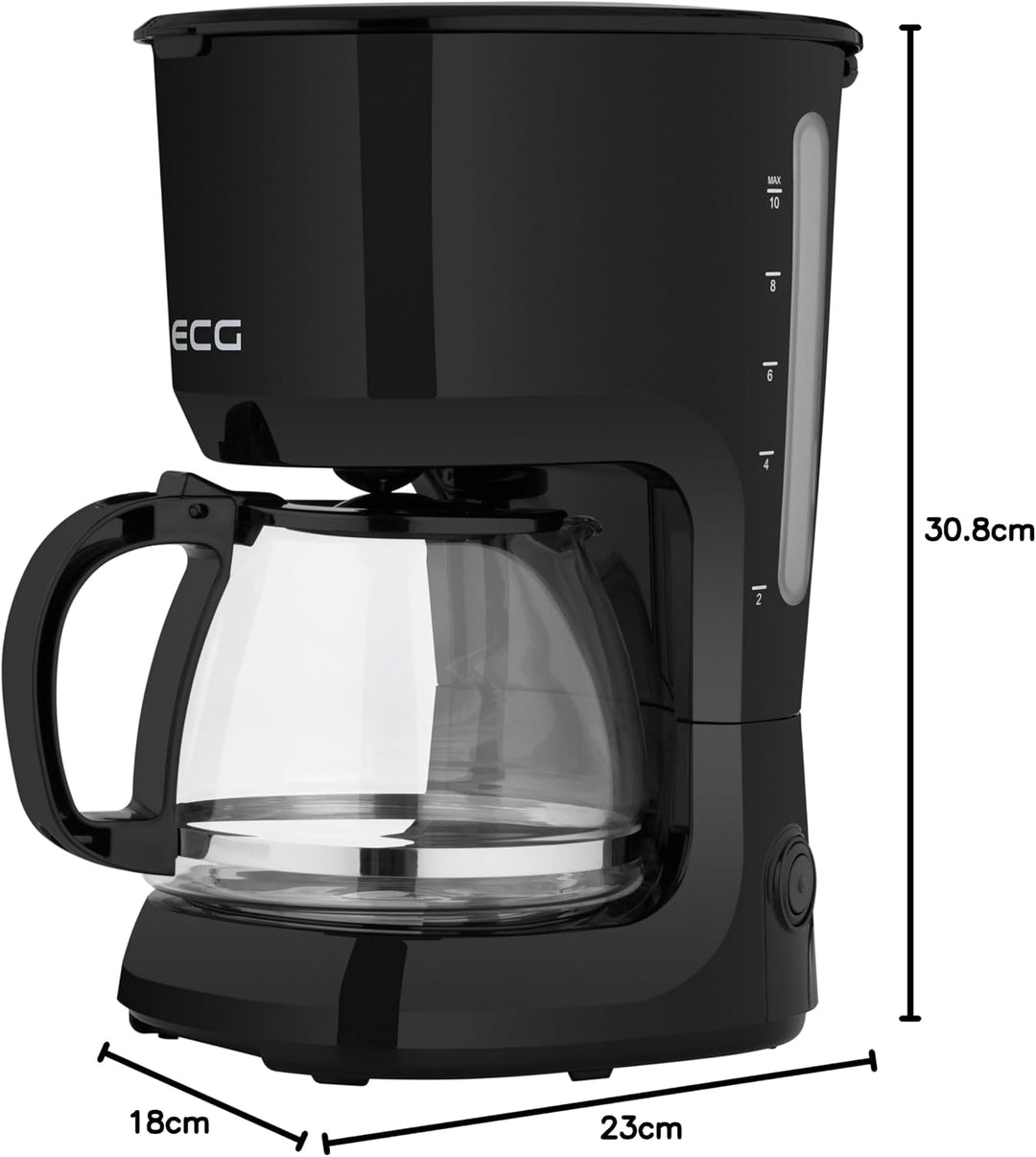 ECG KP 2116 Easy,Drip-brew coffee machine, 1,25 litre water tank capacity, Schwarz