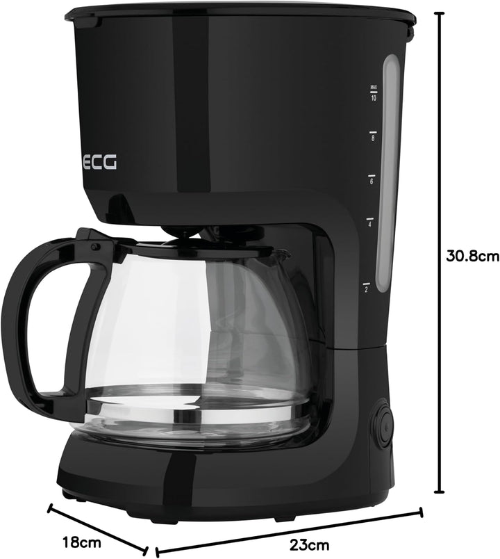 ECG KP 2116 Easy,Drip-brew coffee machine, 1,25 litre water tank capacity, Schwarz