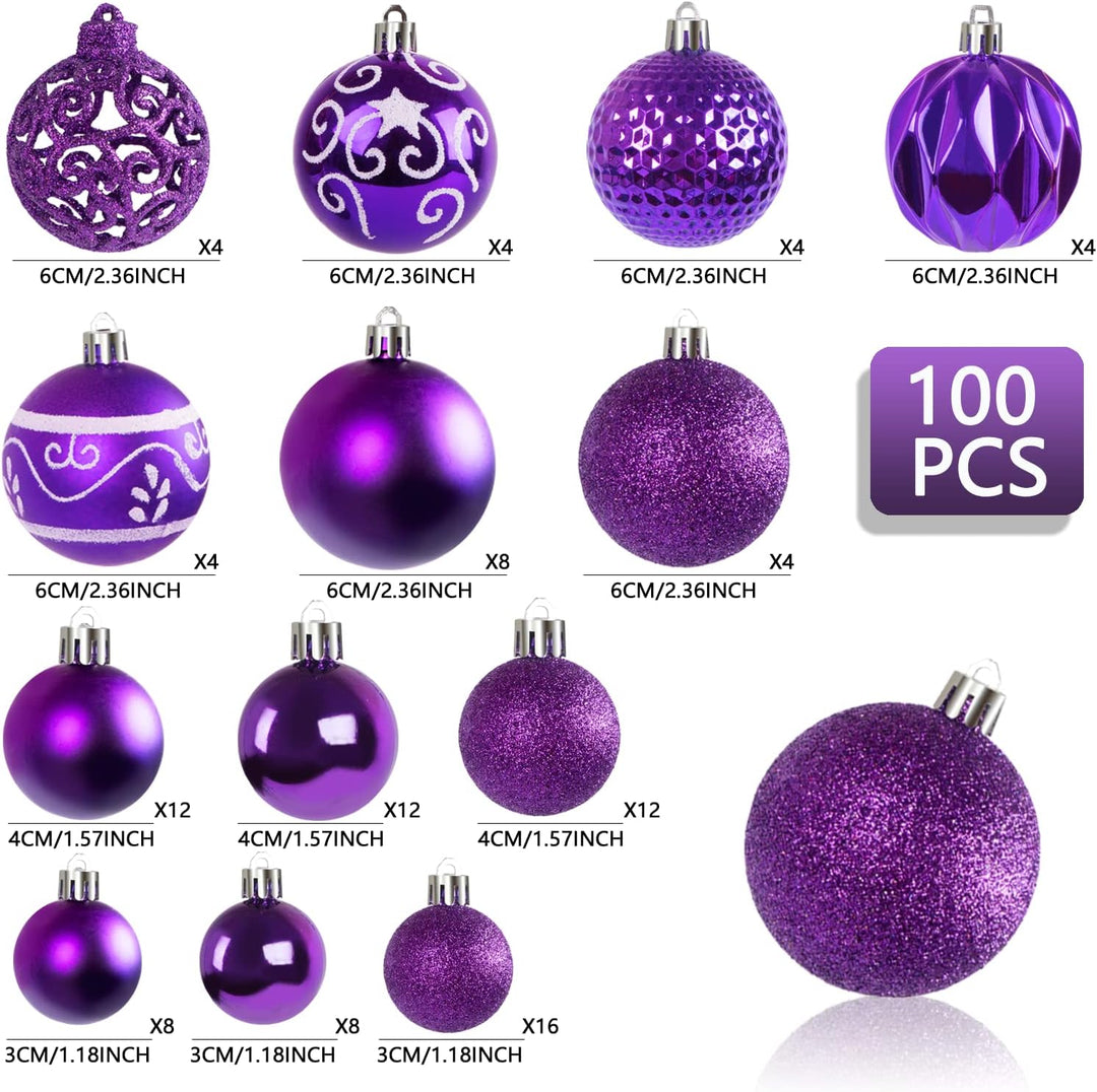 Ywlake Weihnachtskugel Ornamente Set für , 100-pcs Weihnachtsbaum Dekorationen Bruchfeste für Neujah