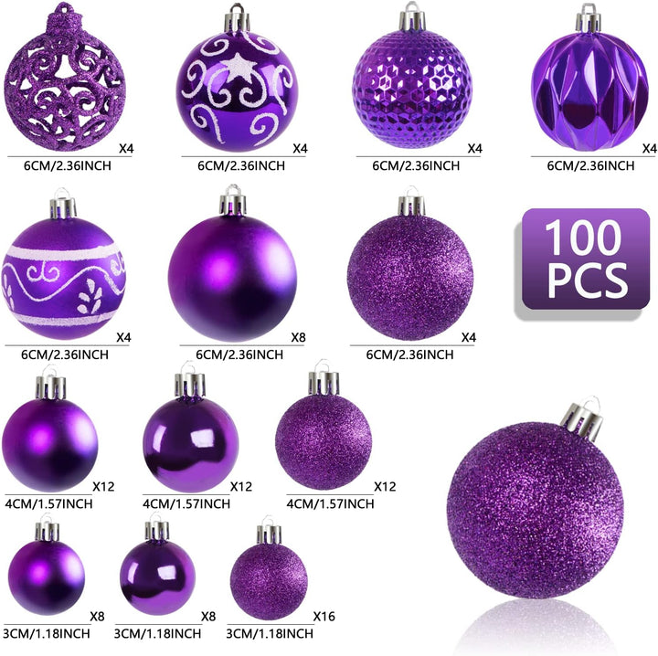 Ywlake Weihnachtskugel Ornamente Set für , 100-pcs Weihnachtsbaum Dekorationen Bruchfeste für Neujah