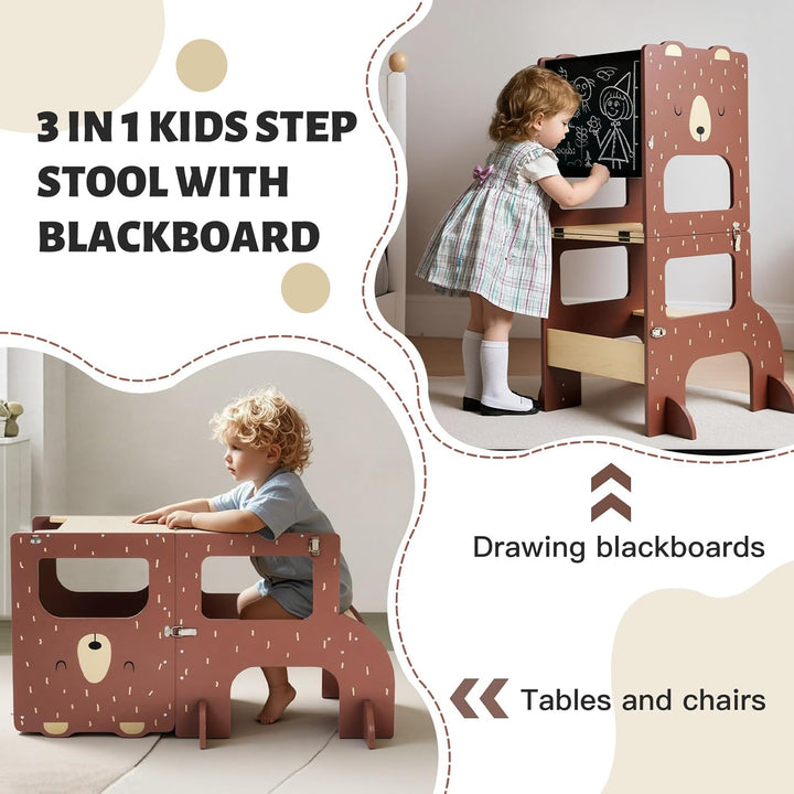 labebe lernturm ab 1 Jahr, Grossformat Montessori Lernturm klappbar, 3 in 1 Multifunktion Learning T