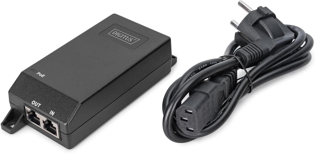DIGITUS PoE+ Injektor – 1 Gbit/s – 30W PoE-Budget – IEEE802.3at | 100m Reichweite – R45-Ein- und Aus