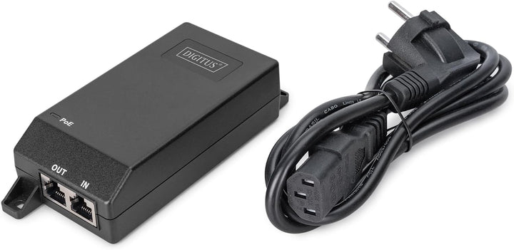 DIGITUS PoE+ Injektor – 1 Gbit/s – 30W PoE-Budget – IEEE802.3at | 100m Reichweite – R45-Ein- und Aus