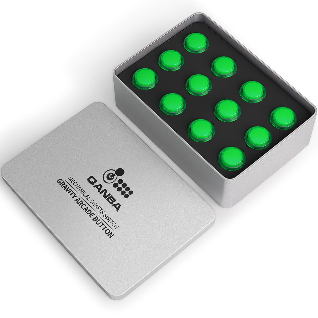 qanba Gravity KS Mechanische Wellen Silent Pushbutton 24mm Snap-in (Boxed (Clear Green E05 (12 Stück