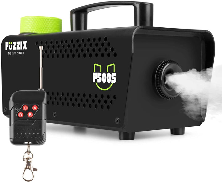 Fuzzix F500S Nebelmaschine Mini mit Funk-Fernbedienung, Nebelmaschine Halloween, 500 Watt Rauchmasch