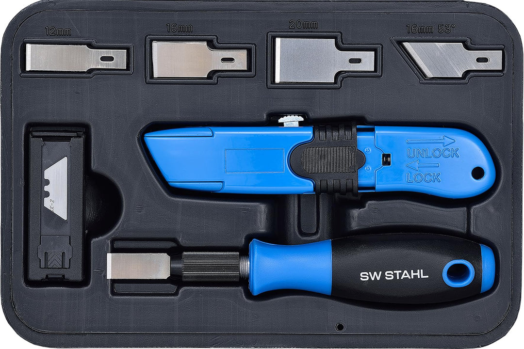 SW-Stahl 94860L Schaber- und Messersatz 27 teilig I Schaberset I Profi Schabersatz für Autoscheiben