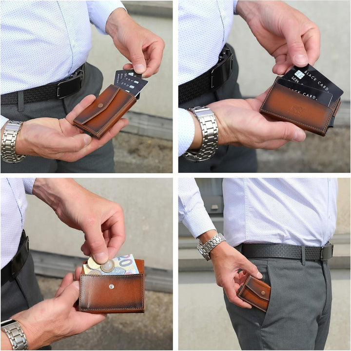 Solo Pelle Kartenetui | Kreditkartenetui | Leder Geldbörse Slim Wallet Portmonee | Geldbeutel mit RF