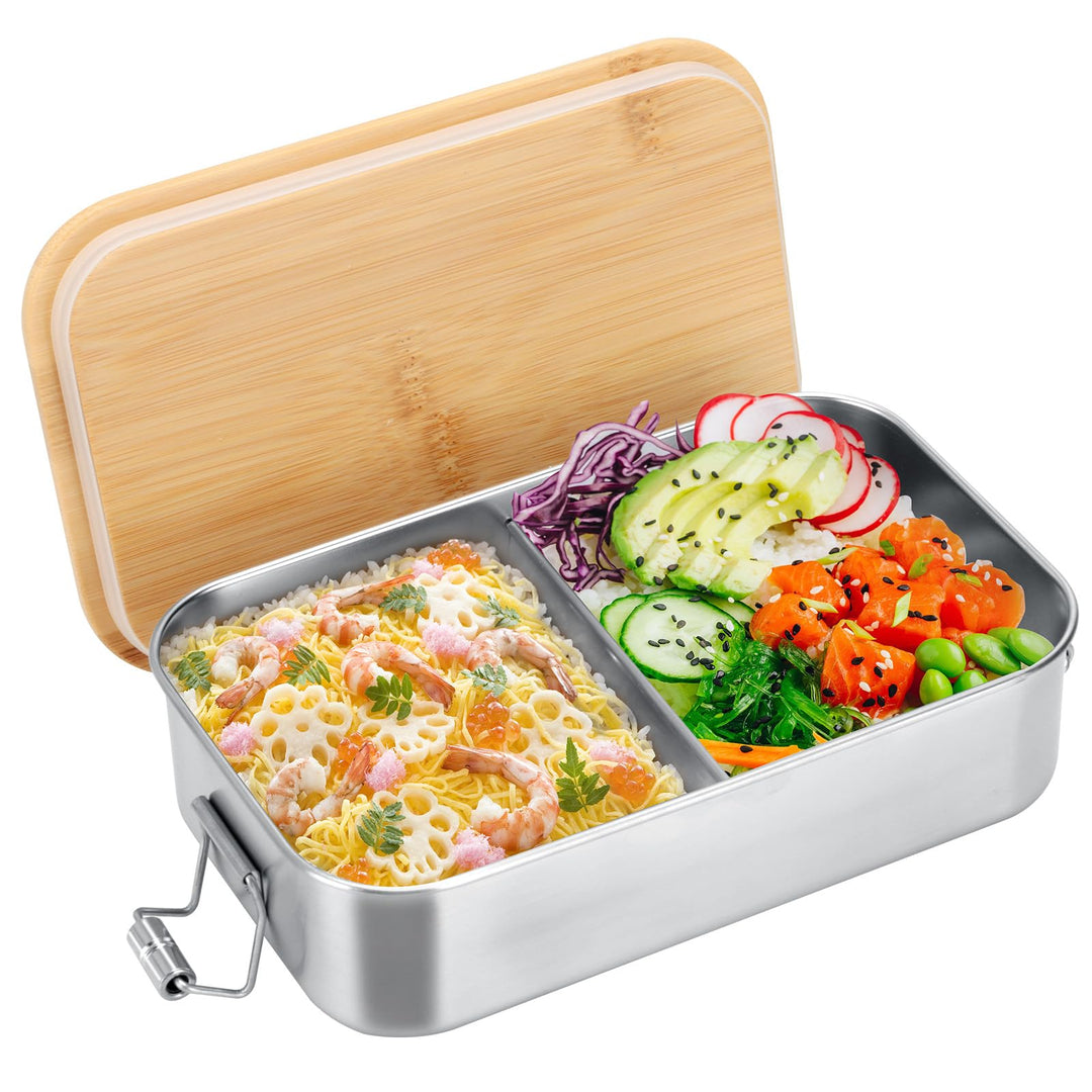 Cozary Brotdose Edelstahl, 1000ML Lunchbox Erwachsene, Brotdose mit Fächern, BPA-frei, Bento Box Aus