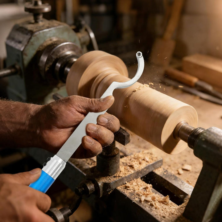 6-in-1 Holz Drechselwerkzeug-Set: Hartmetallplatten (Diamant/Rund/Viereck), Teleskop-Alugriff, Schwa