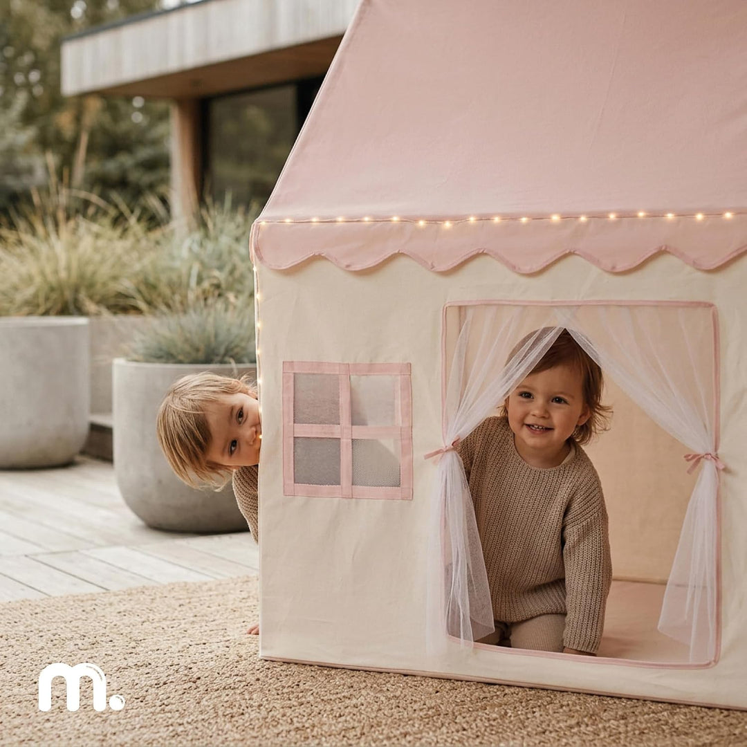 mamabrum XXL Spielhaus Zelt für Kinder mit LED-Beleuchtung und Fenstern, Polyester, Indoor und Outdo