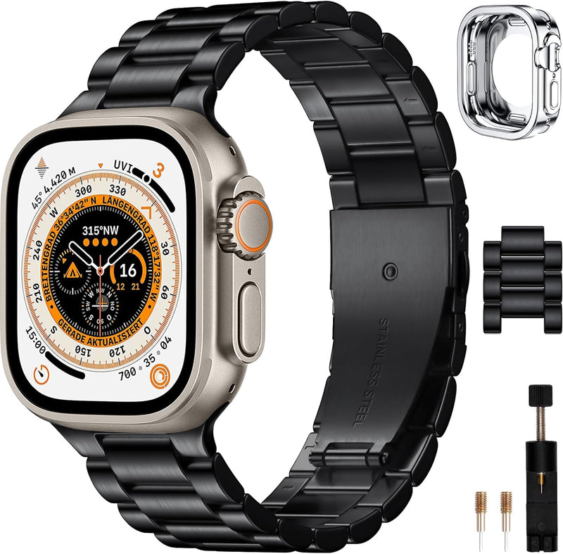 Wepro Armband Kompatibel mit Apple Watch Armband 49mm, Metall Edelstahl Watch Ersatzband für Apple W