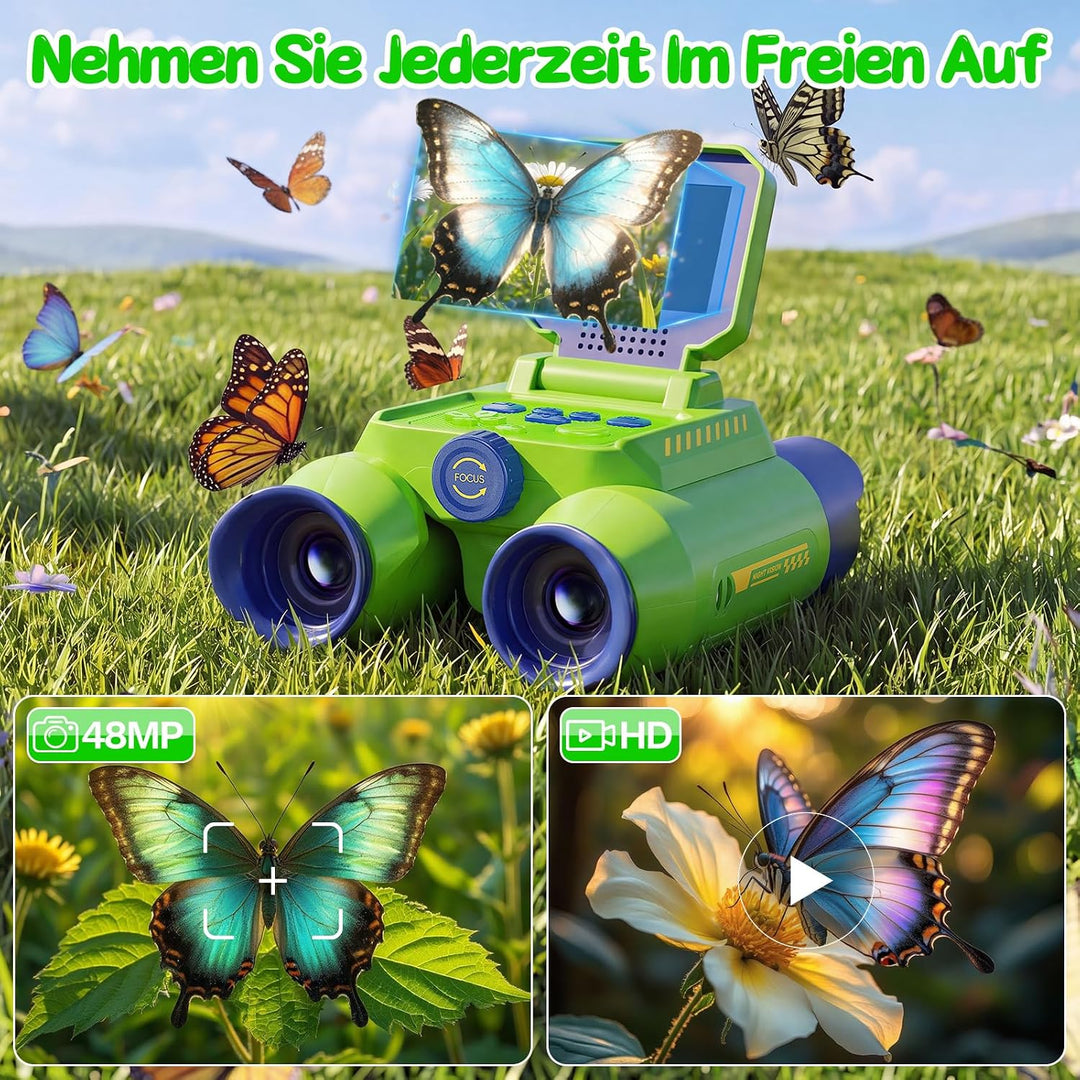 Interaktives Fernglas Kinder mit Nachtsicht, Kamera, Video(Grün), Grün