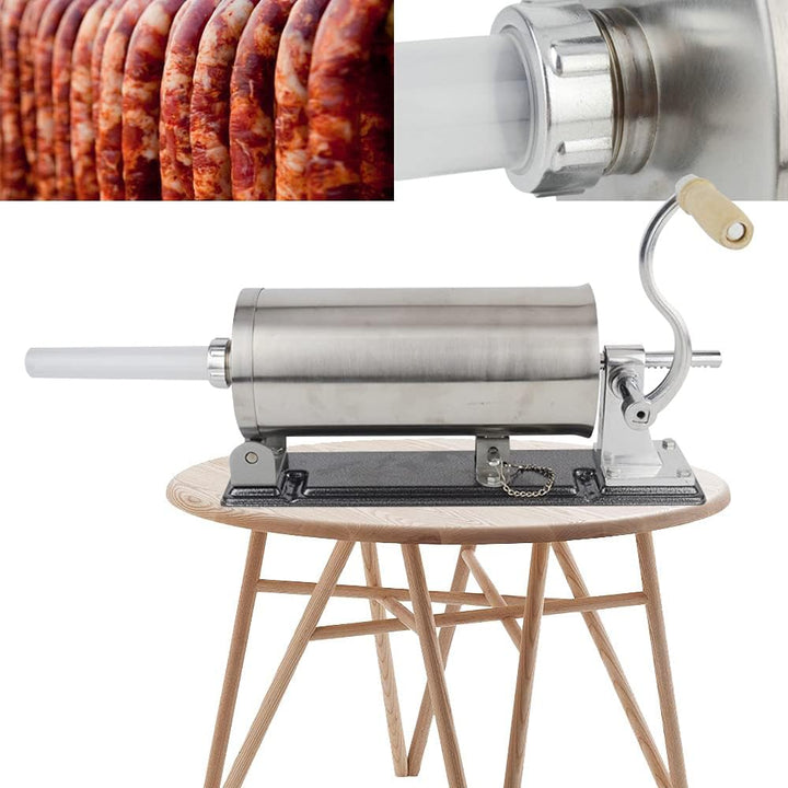 Edelstahl Wurstfüllmaschine Manuell 3L Wurstfüller Wurstspritze Wurstpresse + 4 Füllrohre für Restau