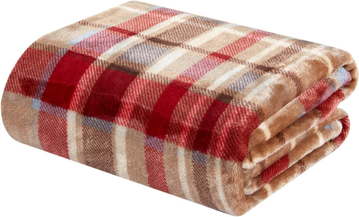 DREAMLANDING Decke für Sofa-230 x 230 cm Rot kariert-Kuscheldecke Flauschig weich, bunt, übergross,