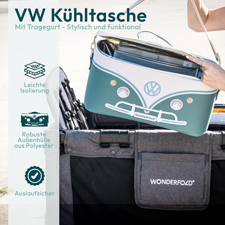 WONDERFOLD VW Elternkonsole Kinderwagen Organizer mit Getränkehalter, Wickeltasche Buggy Bondi-Blau,