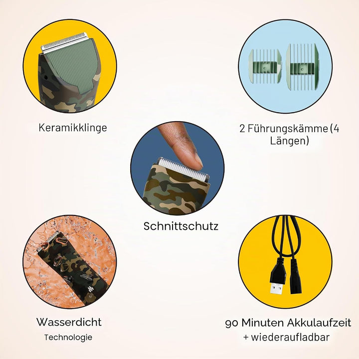 MERIDIAN The Trimmer Original - Körperhaarschneider für Männer, Elektrorasierer für Schamhaar, Brust