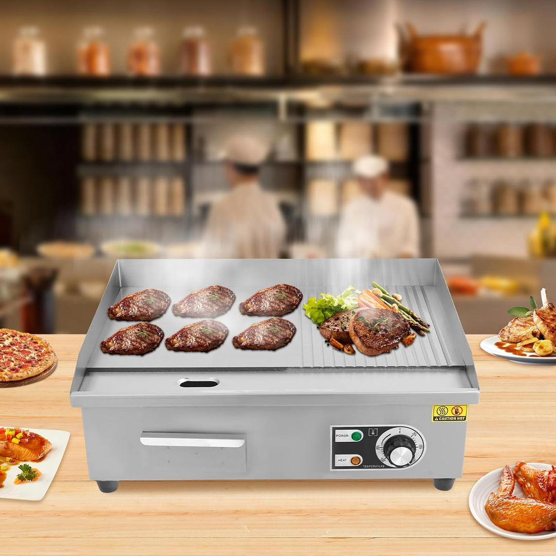 Elektrisch Tischgrill Elektrogrill Edelstahl Grillplatte | 3000W Grillplatte Elektrisch Gastro, Brat