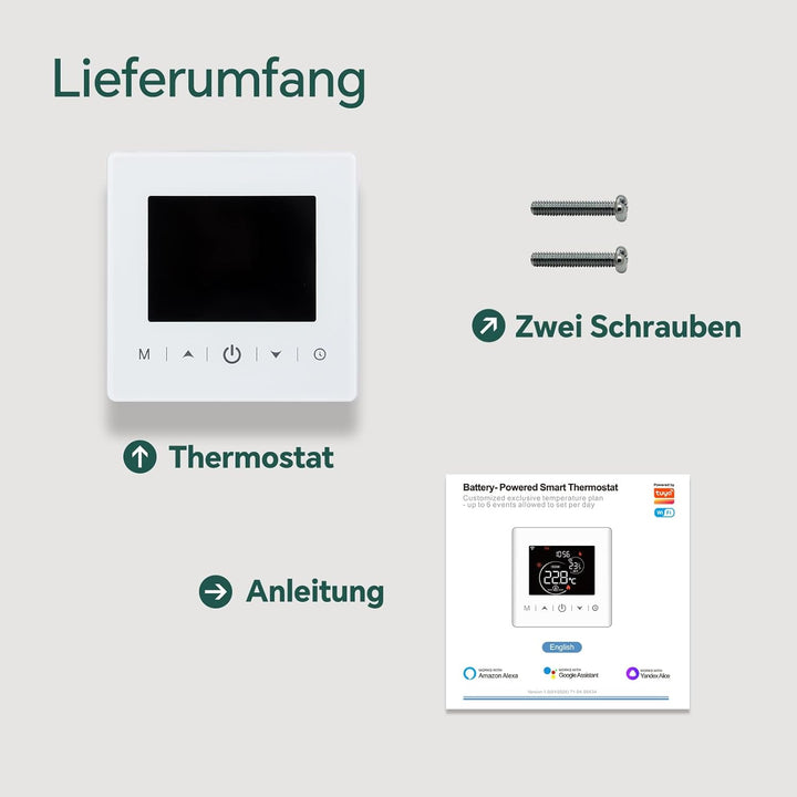 Beok Smart Thermostat Für Gaskessel, Tuya WiFi Raumthermostat Heizungthermostat Digital LCD-Anzeige
