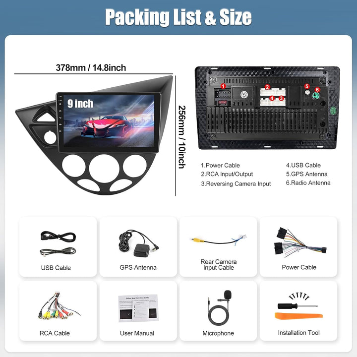4G+64G 8-Core CAMECHO Android 15 Autoradio für Ford Focus MK1 C170 1998-2005 mit Navi Carplay Androi