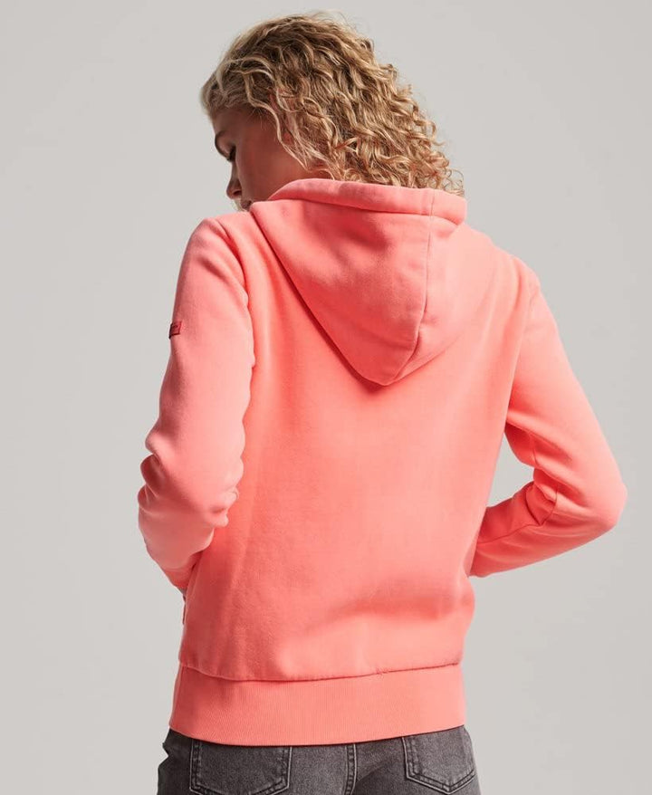 Superdry Damen Vintage Vl Neon Ziphood Kapuzenpullover, Hyper Feuer Korallrot
