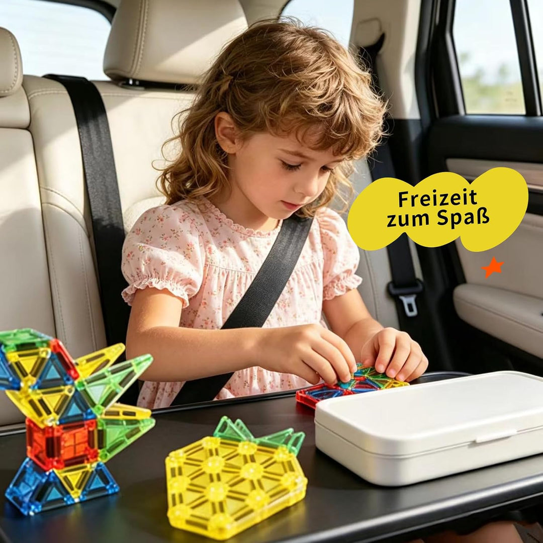 Magnetische Fliesen，60 Pcs Mini Magnetische Bausteine Reiseset, Magnet Fliesen Bauspielzeug Spielzeu