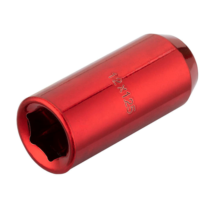 20 Stück Kegel 60° 45mm Schmal Sechskantschlüssel Stahl Lug Nuts M12 x 1,25 Radmuttern (Rot), rot