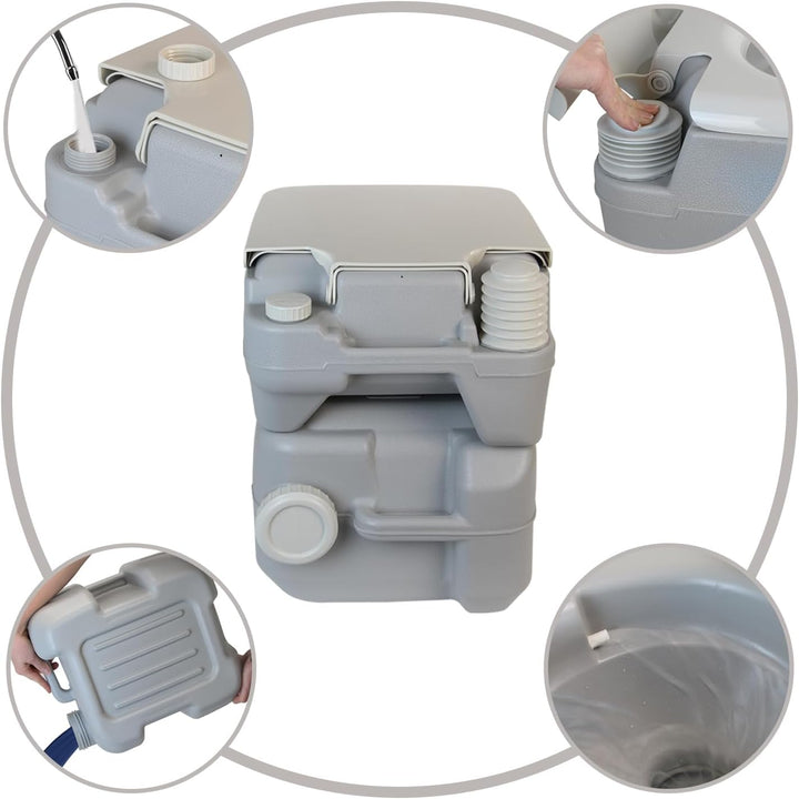Montafox Camping Toilette 20 L Angenehme Sitzhöhe Tragbare Reise Toilette bis 130 kg Wohnwagen Campe