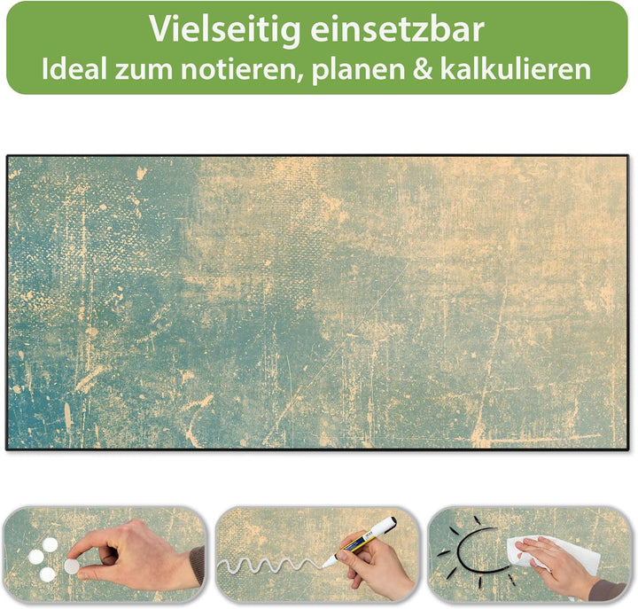 banjado Magnettafel schwarz 78 x 37cm / Magnetwand Metall/Magnetpinnwand als Memoboard/Pinnwand Magn