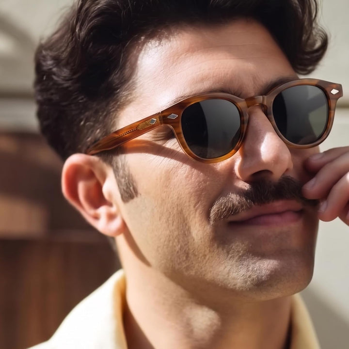 SHEEN KELLY Retro Acetat Ovale Sonnenbrille für Männer Frauen Hochauflösend Polarisierte Round Linse
