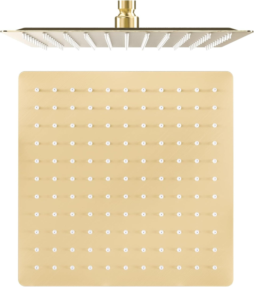 VALAZ Unterputz Duscharmatur Gold Gebürstet PVD-Schutz | Duschsystem mit Regendusche Regeneffekt | 2