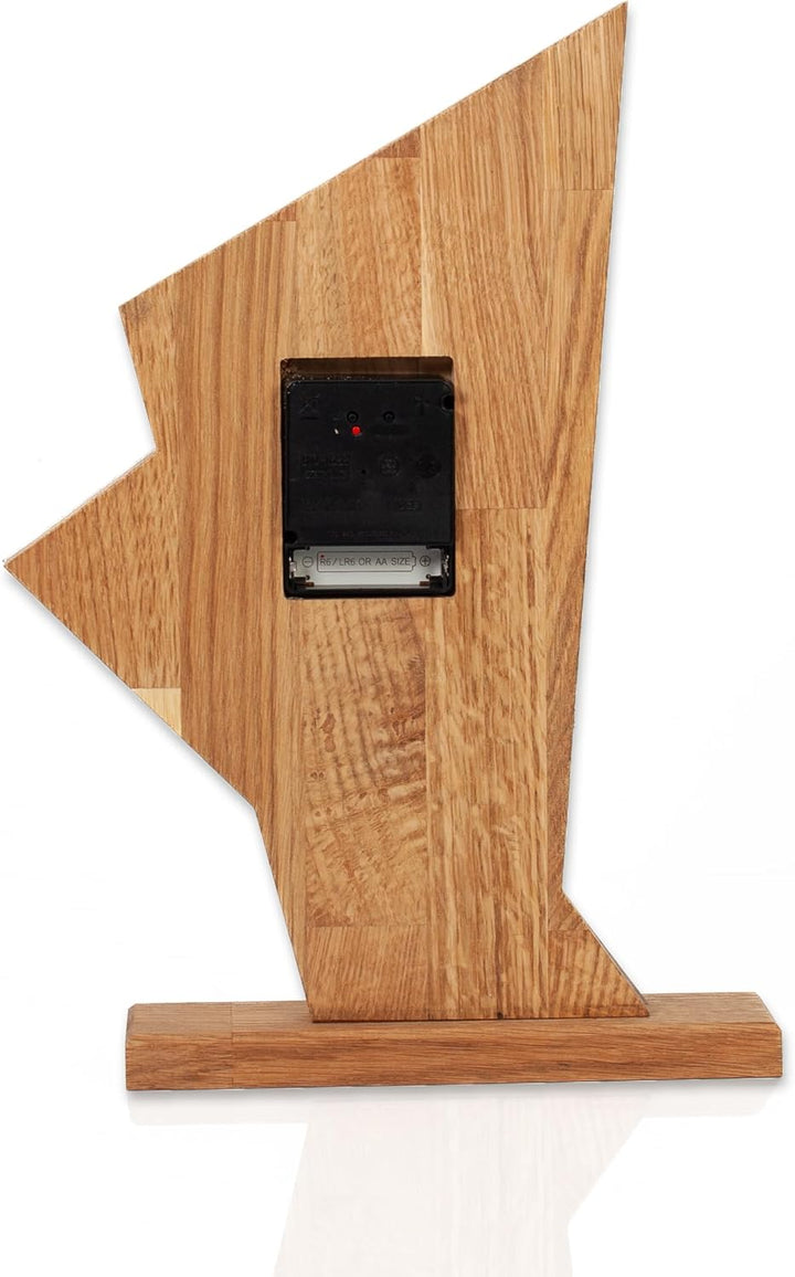 Kreative Feder Designer-Standuhr „Brown Square“ aus Massivholz – Tischuhr in modernem Metallic-Look