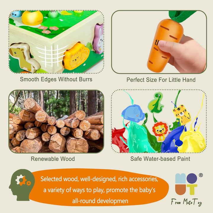 MutoToy® Montessori Spielzeug ab 1 Jahr, 6 in 1 Multifunktionale Holzspielzeug ab 1 2 3 Jahr Kinder,
