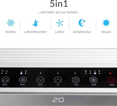 Monzana® Mobile Klimaanlage MZKA1000 9000BTU 4in1 WiFi App 2700W Fernbedienung Abluftschlauch Klimag