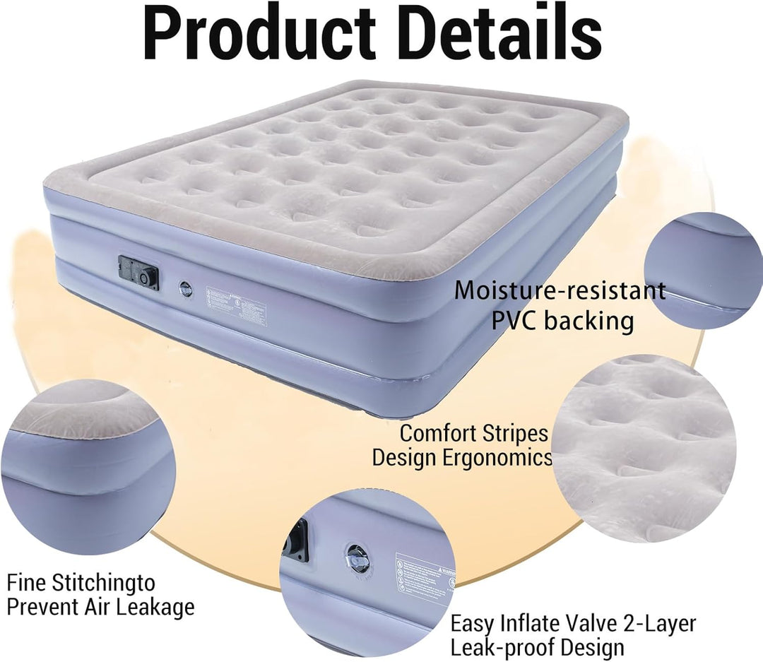 Icelus Luftmatratze 2 Personen,Doppel-Luftbett Selbstaufblasend mit Integrierte Pumpe,Aufblasbare Ma