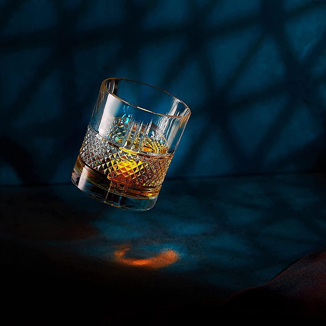 Whiskey-Steine & Old Fashioned Cocktail & Whiskey Gläser Geschenkset – 6 Handgemachte Runde Granitst