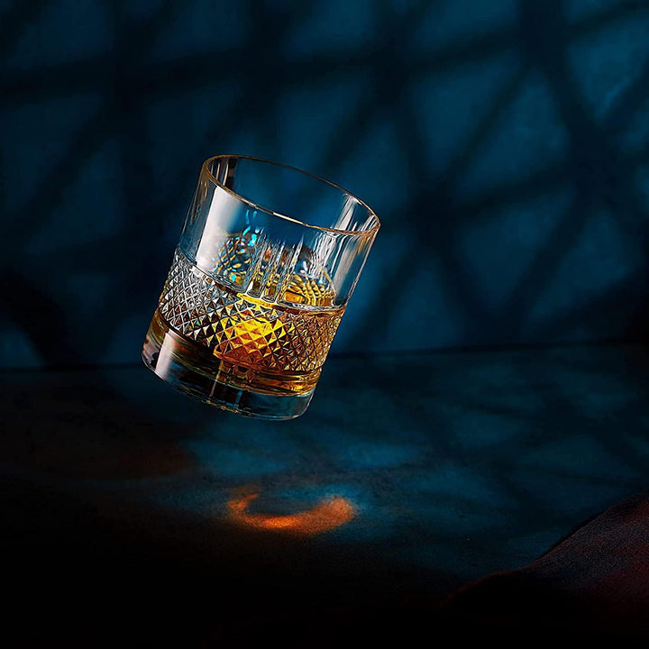 Whiskey-Steine & Old Fashioned Cocktail & Whiskey Gläser Geschenkset – 6 Handgemachte Runde Granitst
