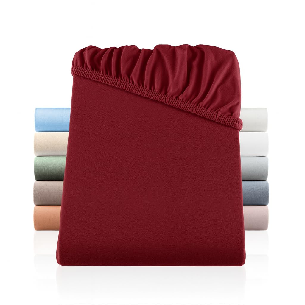 BaSaTex Bio Jersey Premium Spannbettlaken | Spennbetttuch für Wasserbetten und Boxspringbetten | 97%