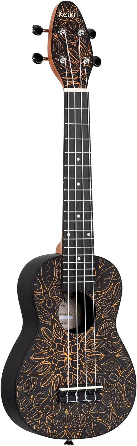 Ortega Guitars Sopran Ukulele orange - Keiki K2 - Starterkit inklusive Tuner, Gurt, 5 Medium Plektre
