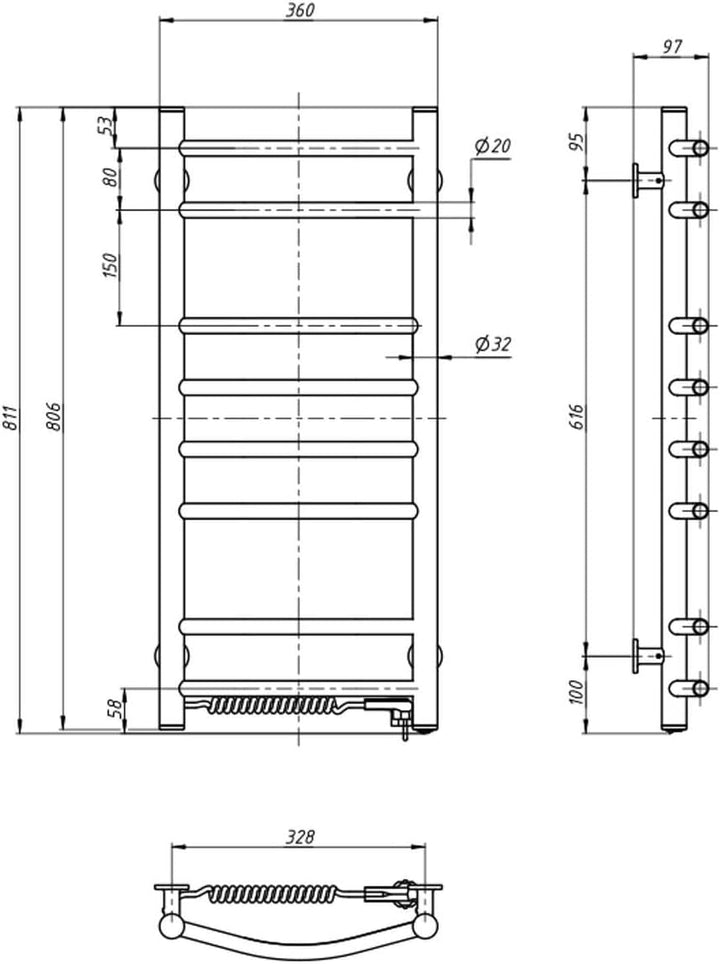 NAVIN Elektrischer Handtuchtrockner Camellia 360х800 mit Druckknopf – Weiss, energiesparend, langleb
