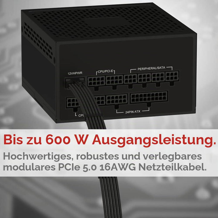 LINKUP – AVA 600W PCIE5.0 12VHPWR (16-polig/12+4) 16 AWG ummanteltes Hochstrom-Netzteilkabel – 70 cm