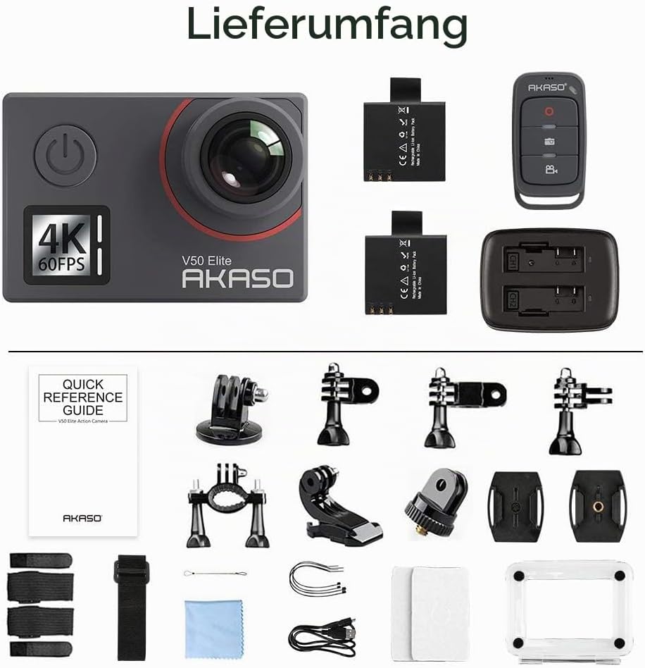 AKASO Action Cam 4K60FPS, Unterwasserkamera 40M Wasserdicht 20MP WiFi Actioncam mit EIS Stabilisieru