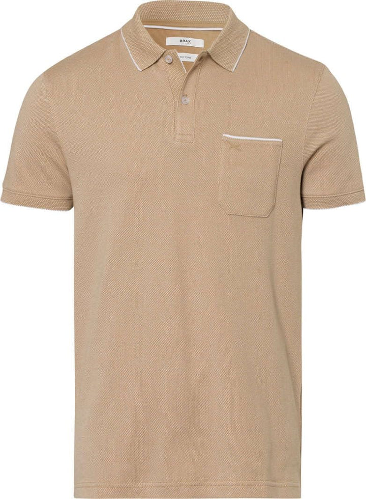 Brax Herren Style Paddy Two Tone Piqué Poloshirt in Sportiver Optik Polohemd, M Sesame