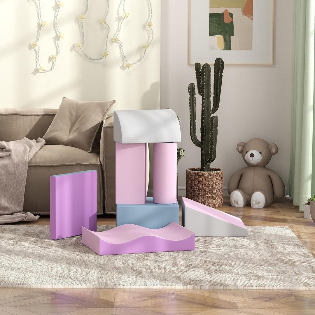 HOMCOM 7 TLG. Schaumstoff Bausteine Kinder Softbausteine Toben & Klettern Bauklötze Weiche Riesenbau