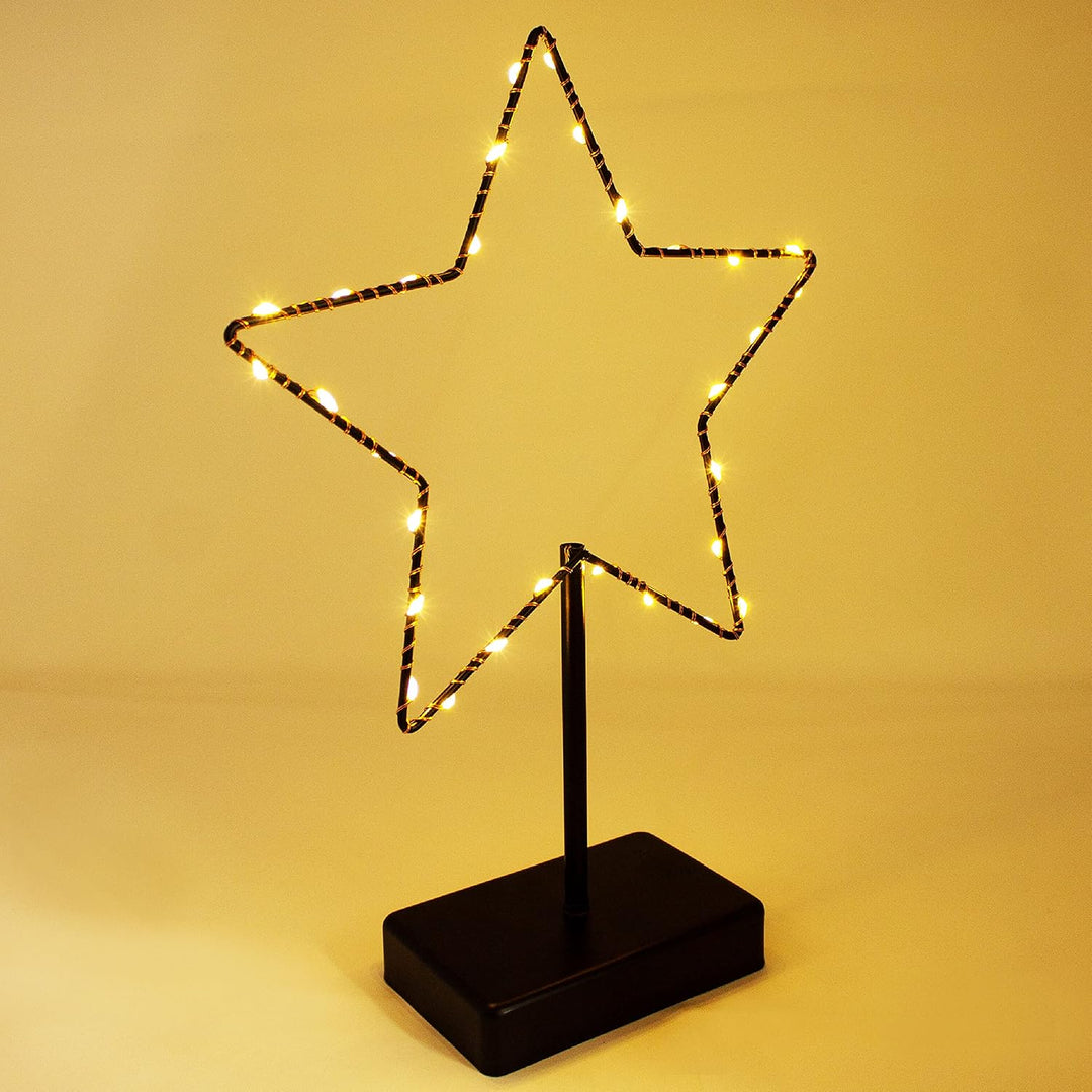 ToCi LED Deko-Stern 30 LEDs – Stern-Aufsteller aus Metall - Beleuchtete Deko 24 x 5 x 34 cm - Weihna
