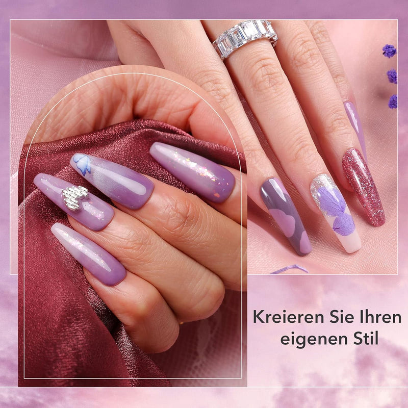 Dipping Powder Nails Set, Aokitec 14Pcs Dip Pulver Nagel Starter Kit 8 Farben Dipping Powder Acryl N