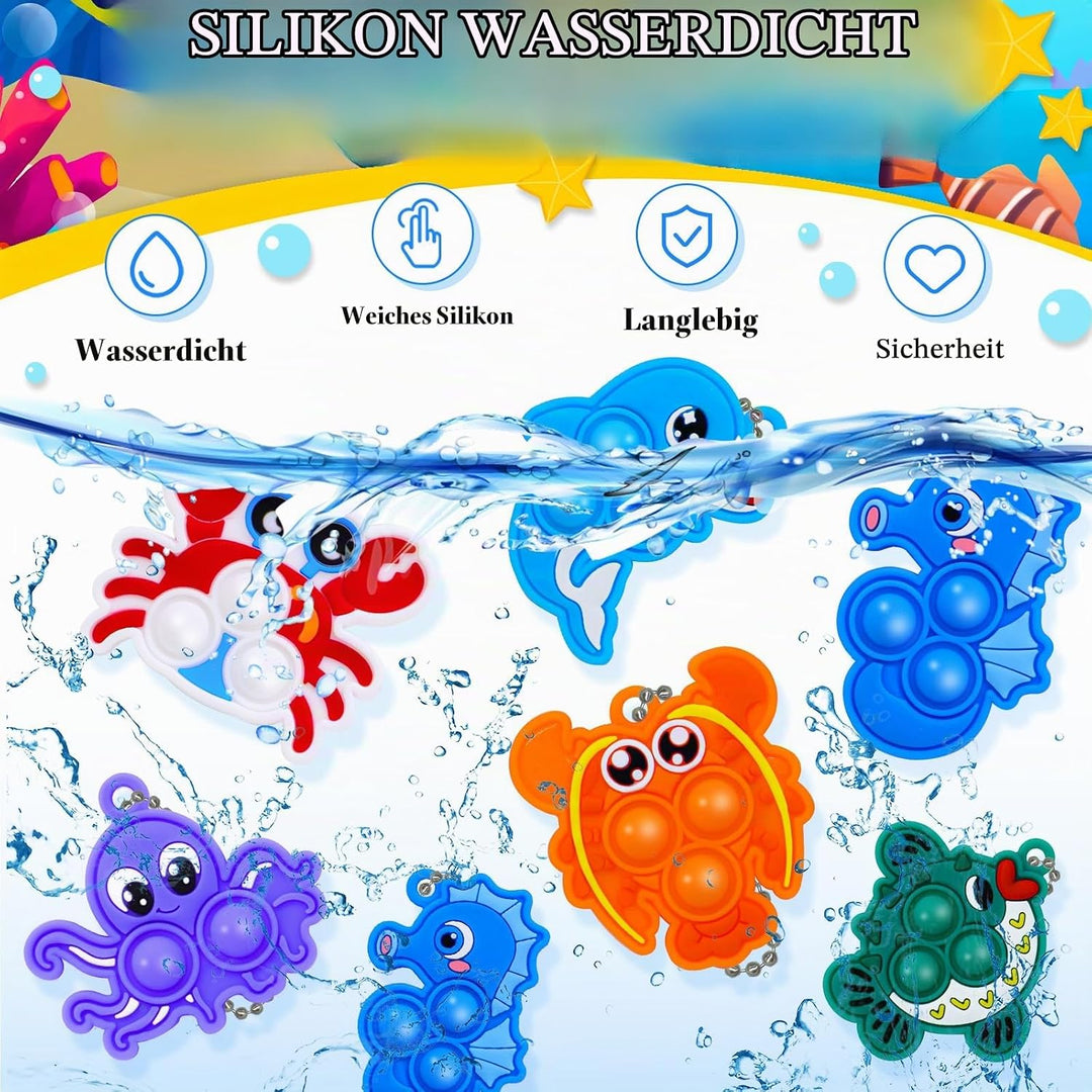 30Stk Silikon Pop Spielzeug Set für Kinder - Tierische Anti-Stress Schlüsselanhänger mit 8 Designs,