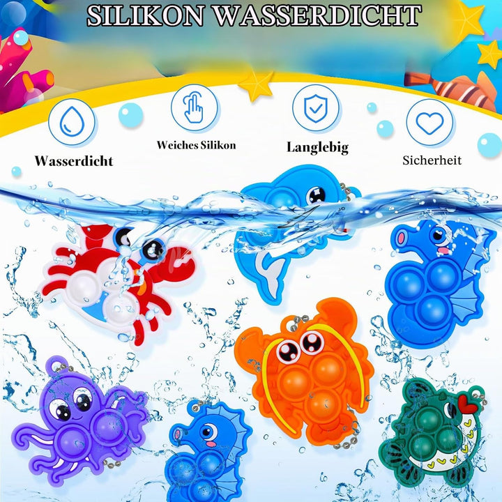 30Stk Silikon Pop Spielzeug Set für Kinder - Tierische Anti-Stress Schlüsselanhänger mit 8 Designs,