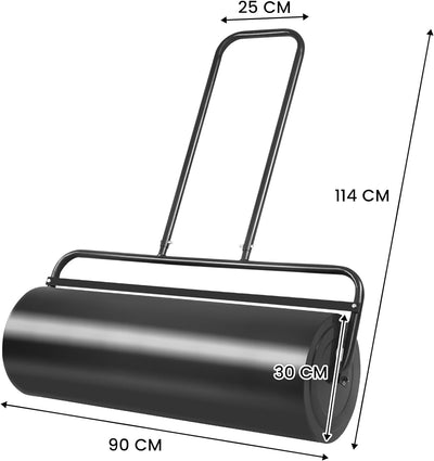 COSTWAY Rasenwalze Handwalze 63L, Gartenwalze mit Griff, Ø 30CM, befüllbar mit Wasser/Sand, Schwerla