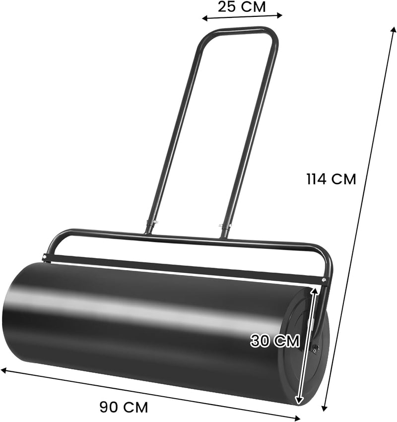 COSTWAY Rasenwalze Handwalze 63L, Gartenwalze mit Griff, Ø 30CM, befüllbar mit Wasser/Sand, Schwerla